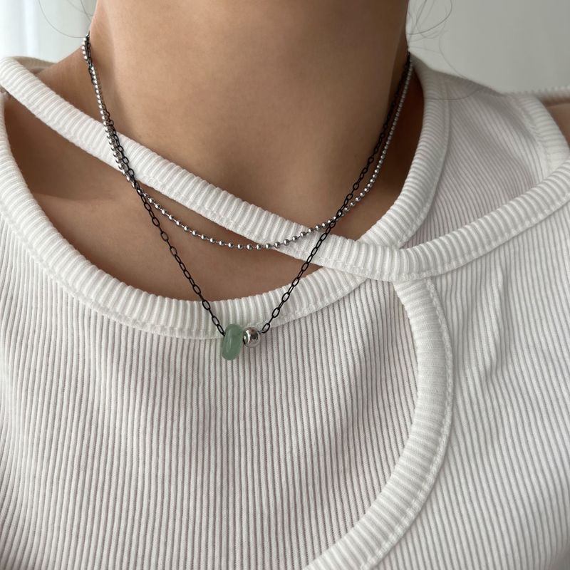 Haur gemstone y2k hip two-line layered choker necklace