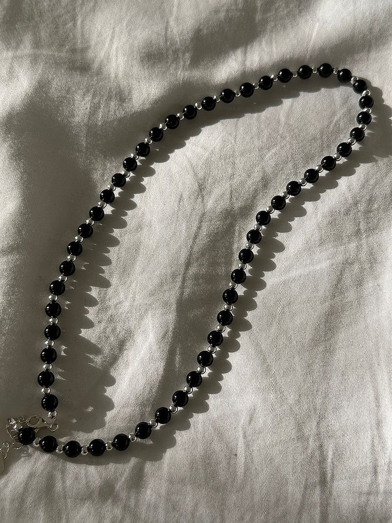 [925silver] Silver&onyx necklace