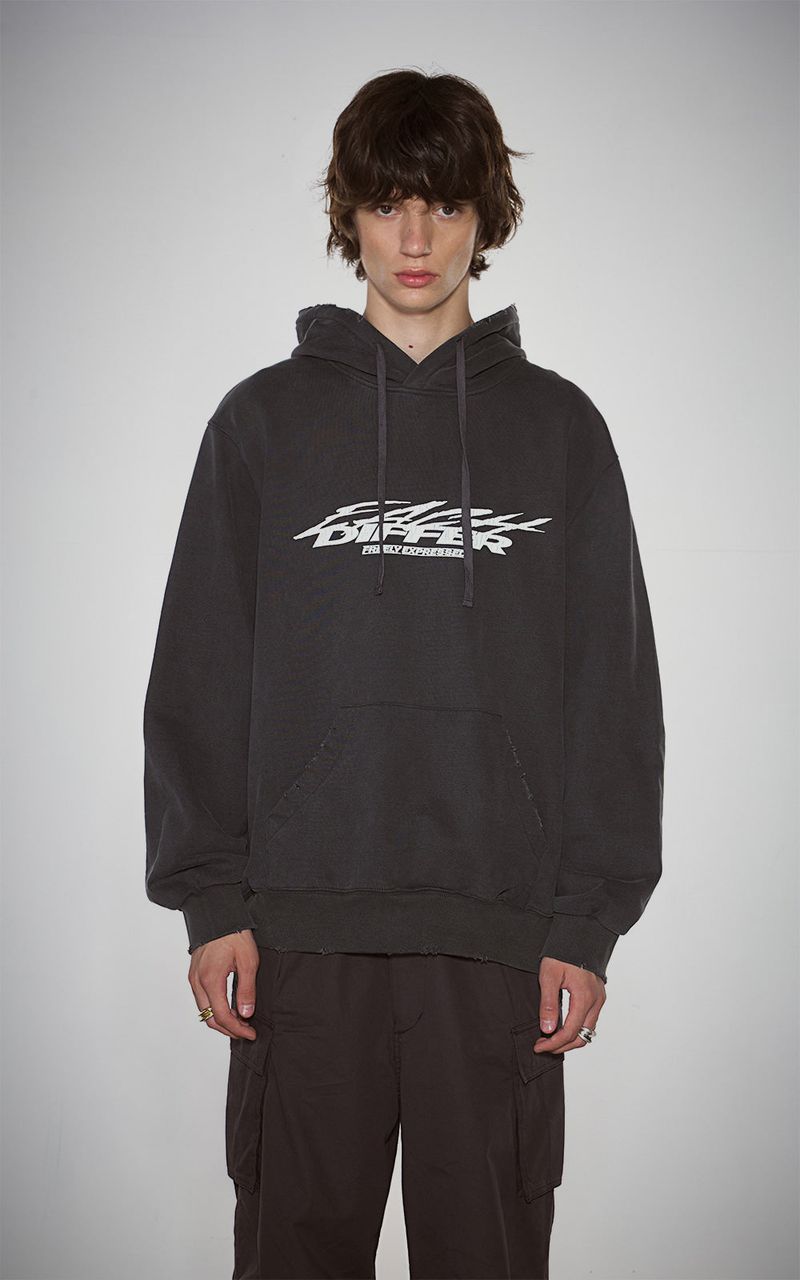 GRAFFITI CRACK HOODIE_CHARCOL