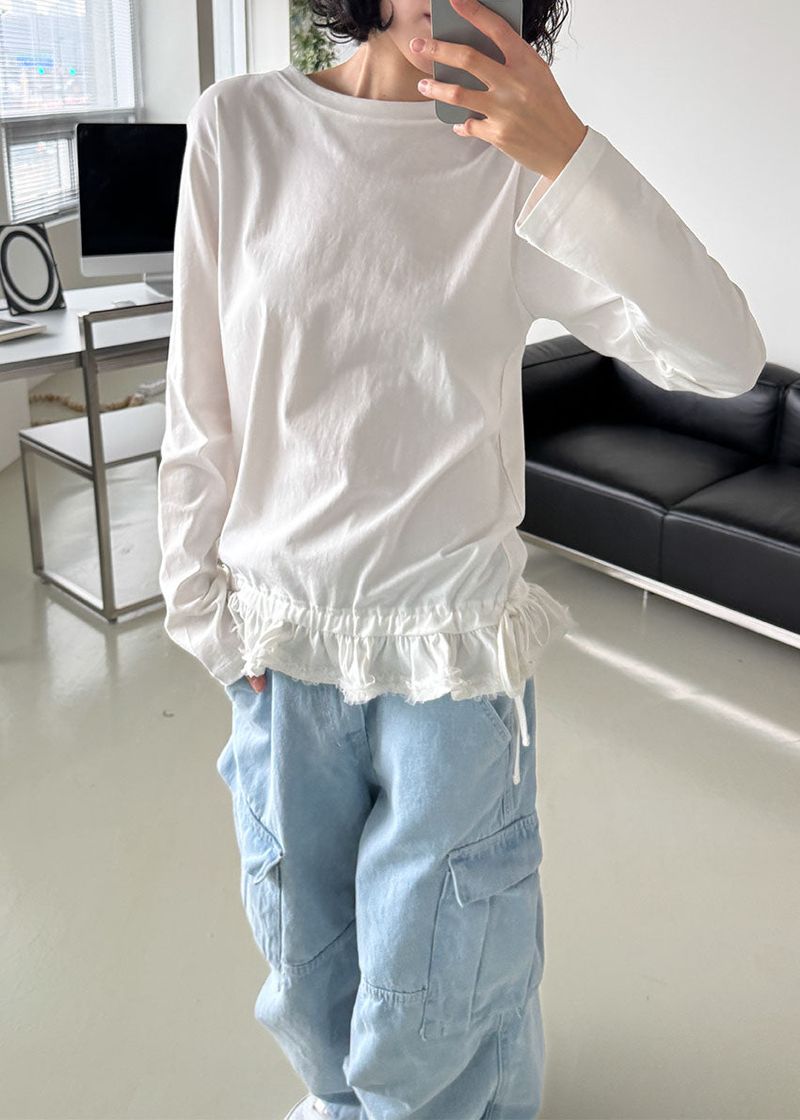 LACE FRILL LONG SLEEVE TEE