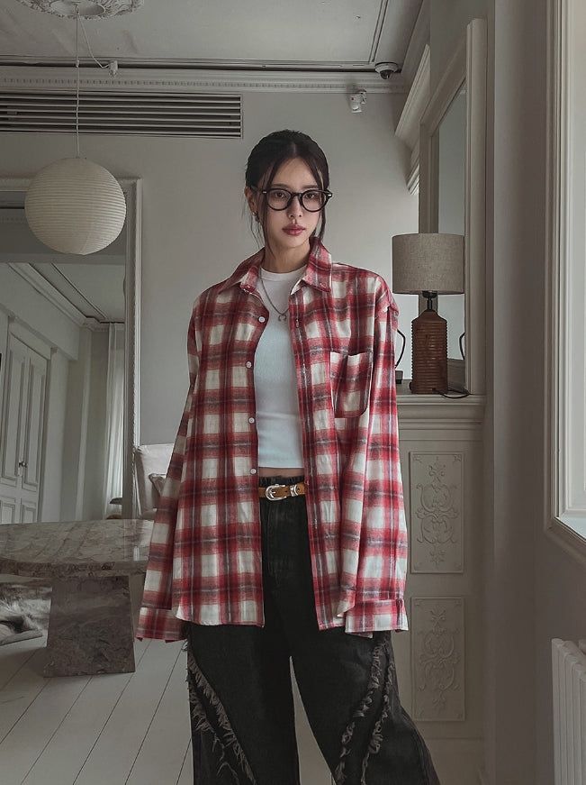 Motsu Loose Fit Checkered Shirt