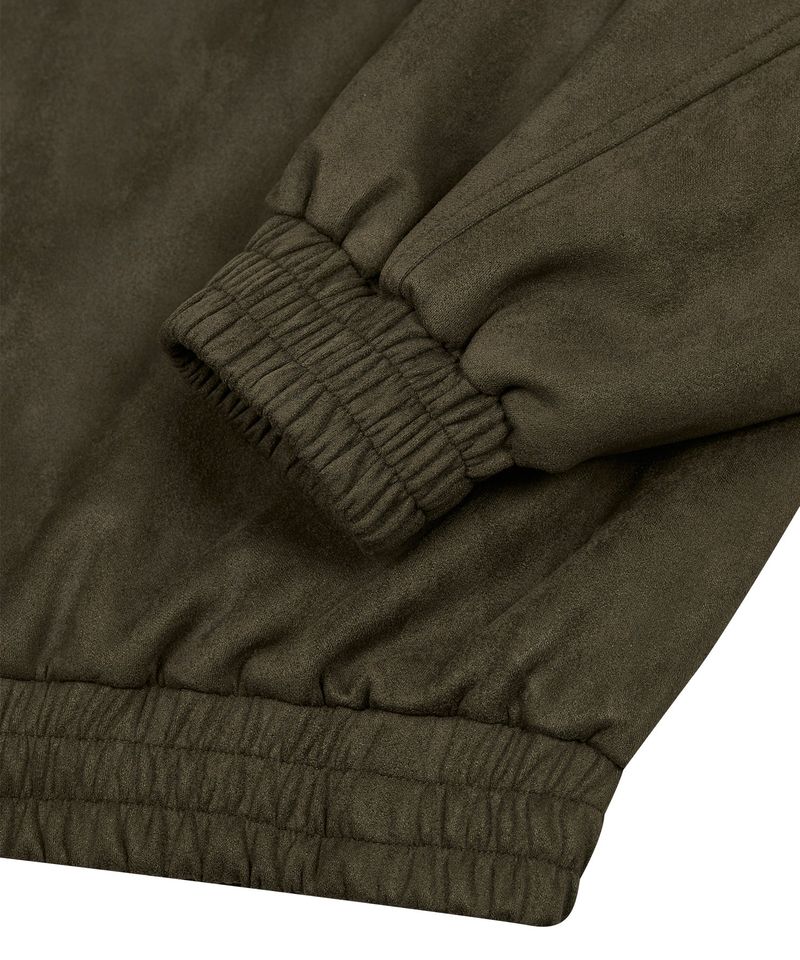 87-STAN031 [Vegan Suede] Voldest Stylish Line Varsity Suede Jacket Khaki