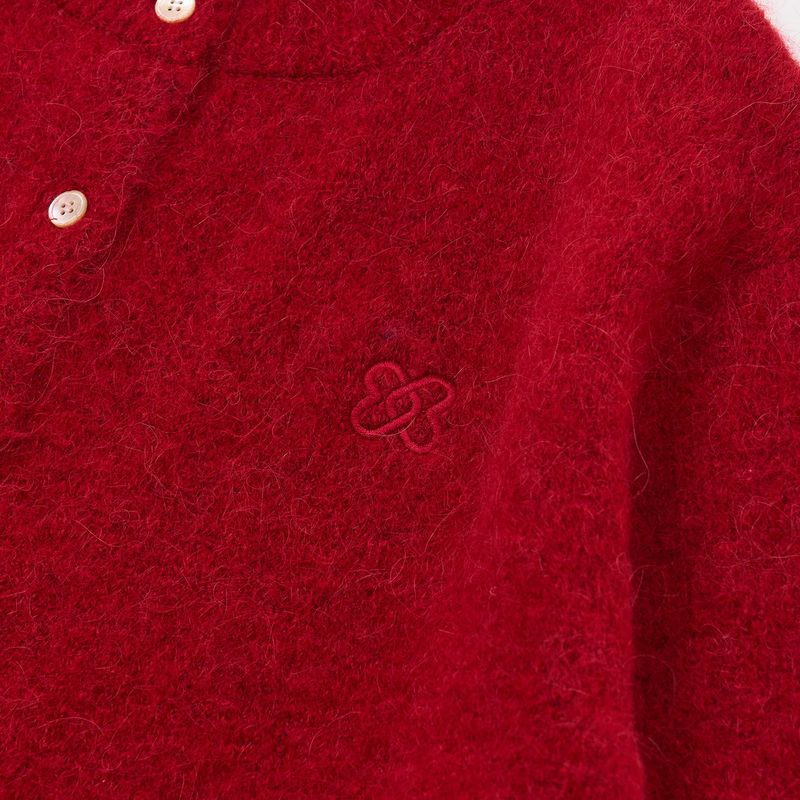 CLASSIC BUTTON CARDIGAN RED