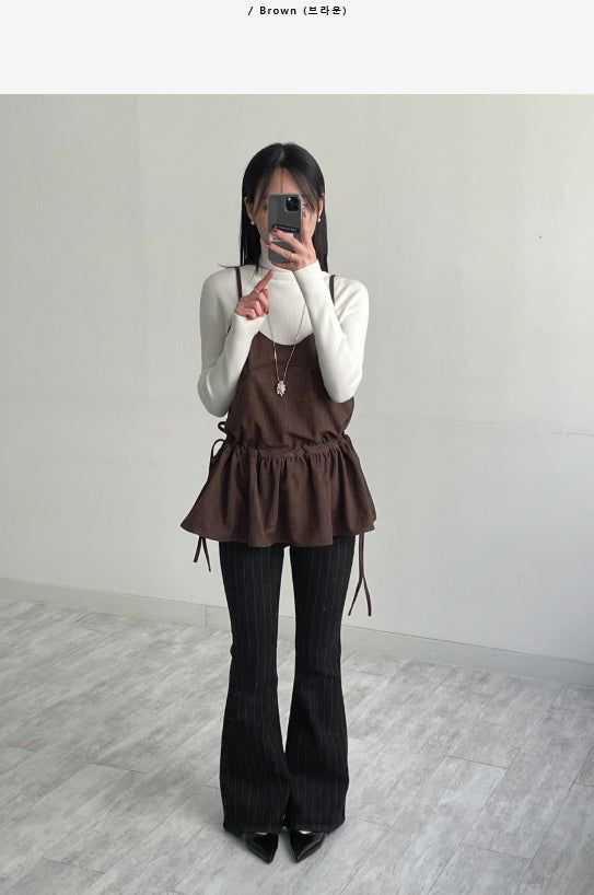 Frilled Suede Bustier