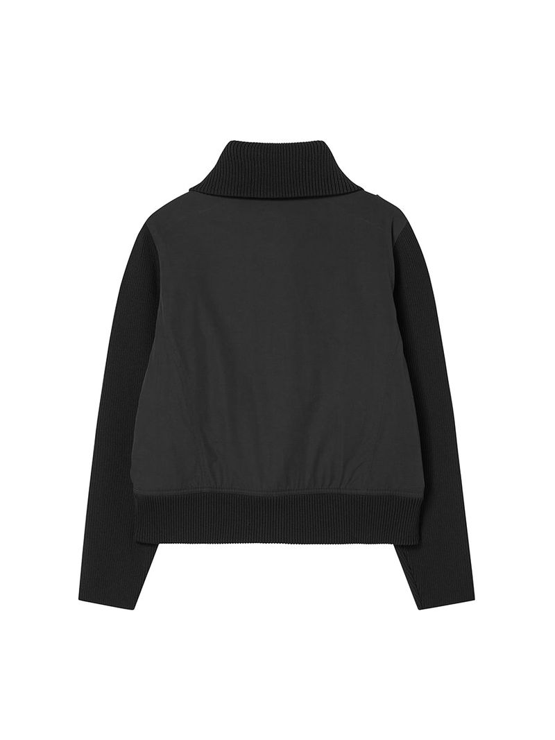 RIBBED HIGH NECK JACKET BLACK