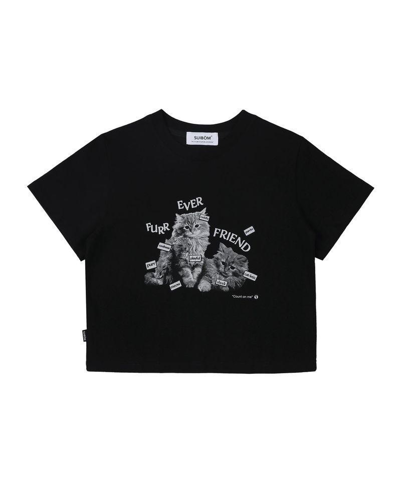 SUIBOM（スイボム）の「FURR EVER FRIEND Crop T-Shirt in Black（Tops）」