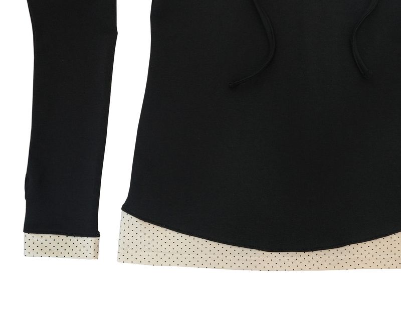 dot wrap layered hoodie / black
