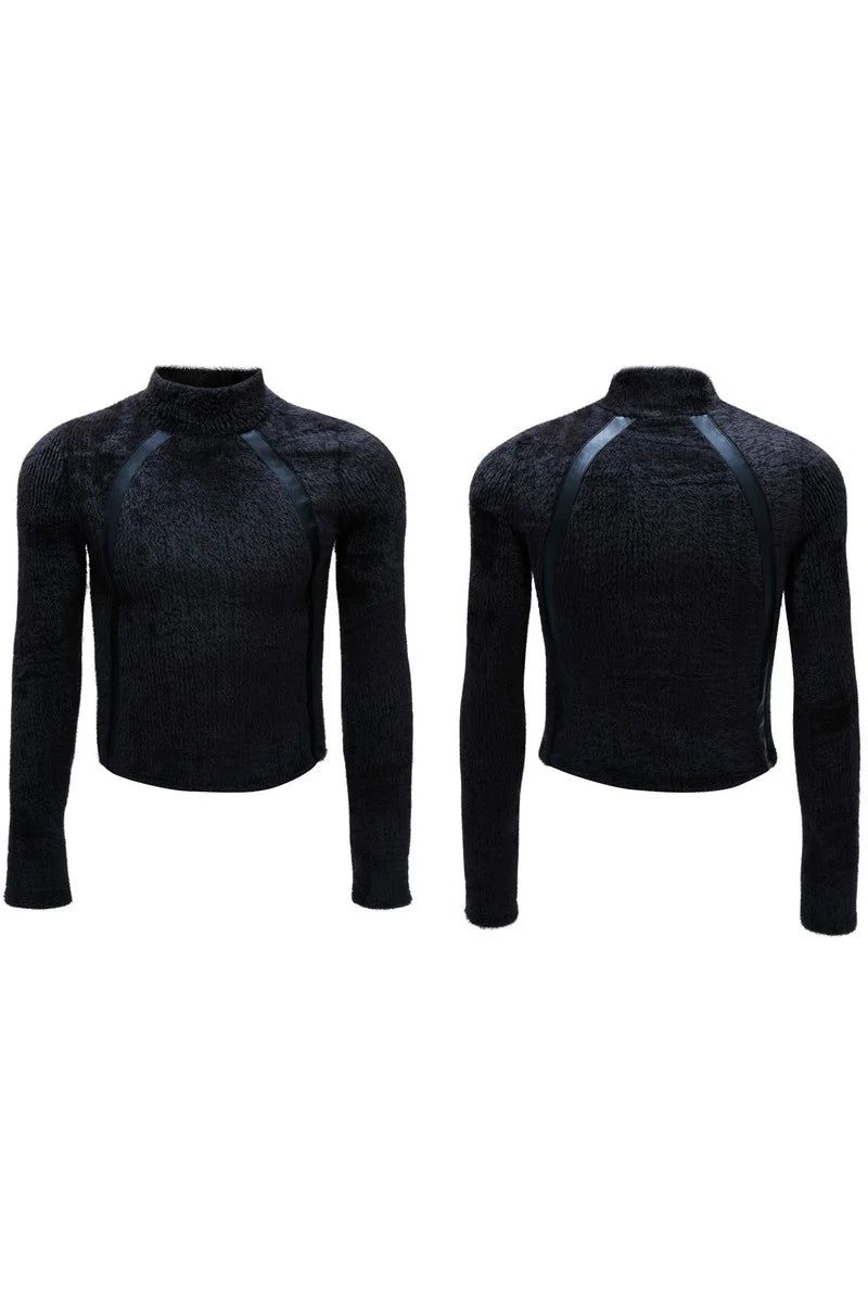 Deconstructed Fleece Turtleneck Top
