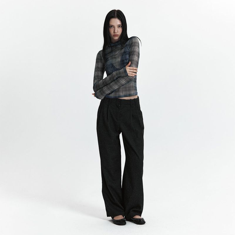C SEE-THROUGH CHECK T-SHIRT_BLACK