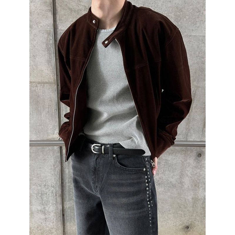 [S/F] Suede crop biker jacket(2color)