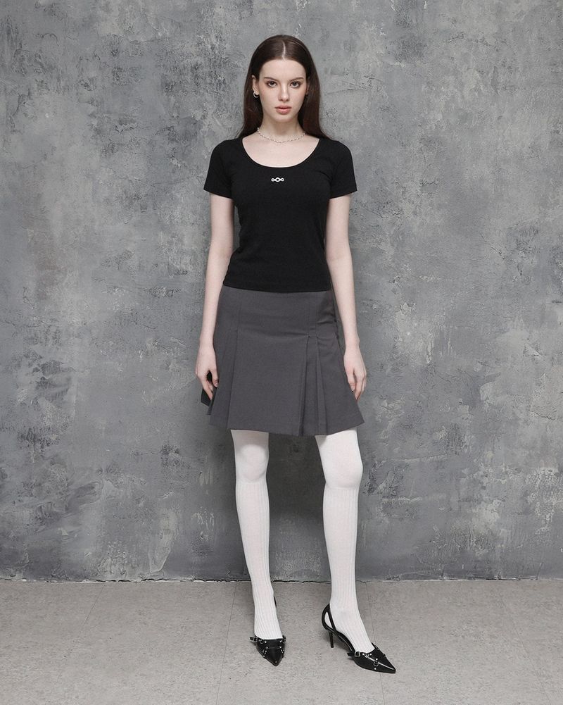 Pleated Skirt Charcoal