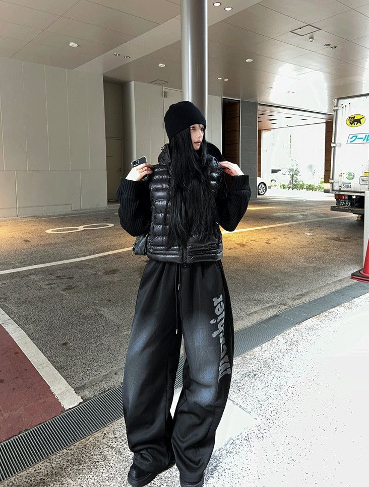 Dark gray dust washing pants