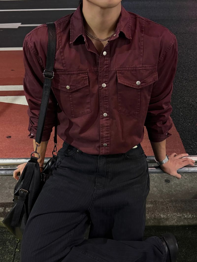 Herringbone Loose regular pants