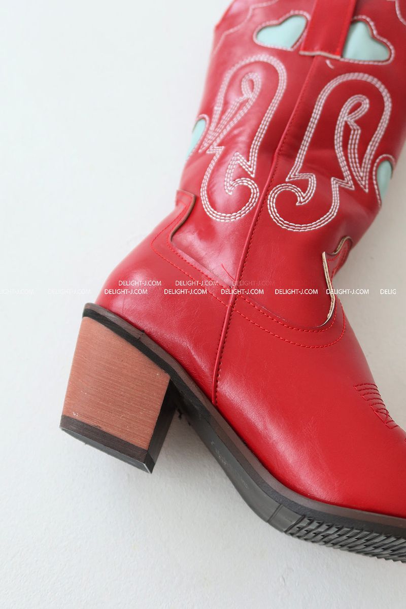 1:1 Custom Order Red Heart Western Boots
