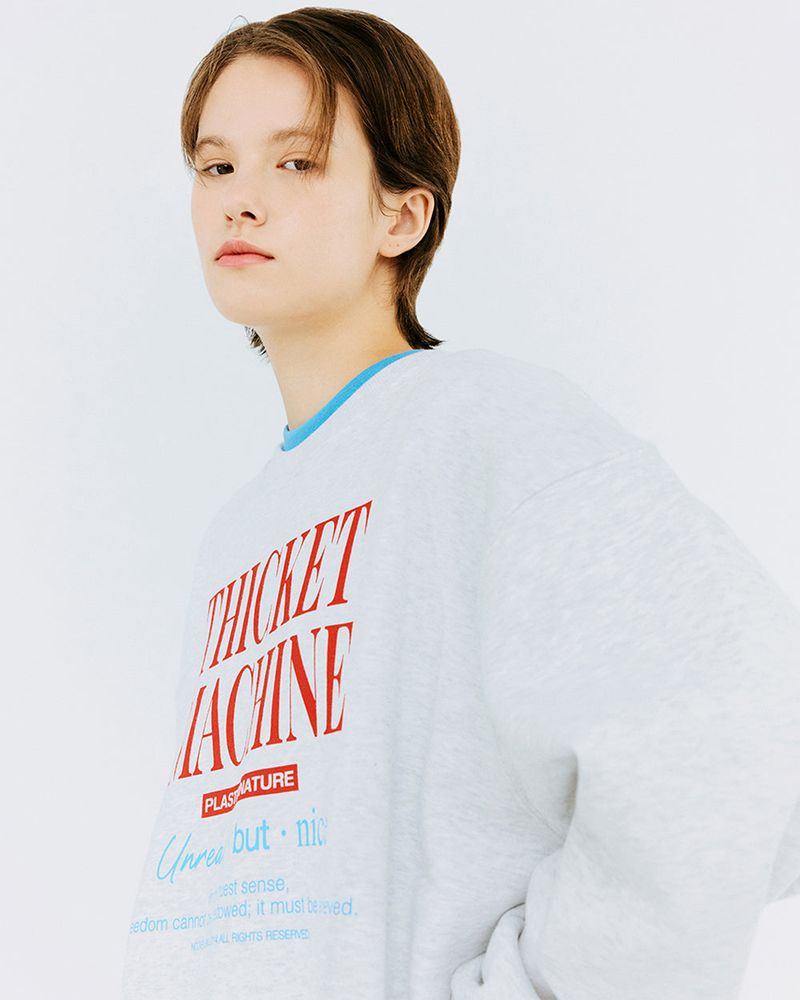 THICKET MACHINE TYPO SWEATSHIRT-WHITE MELANGE