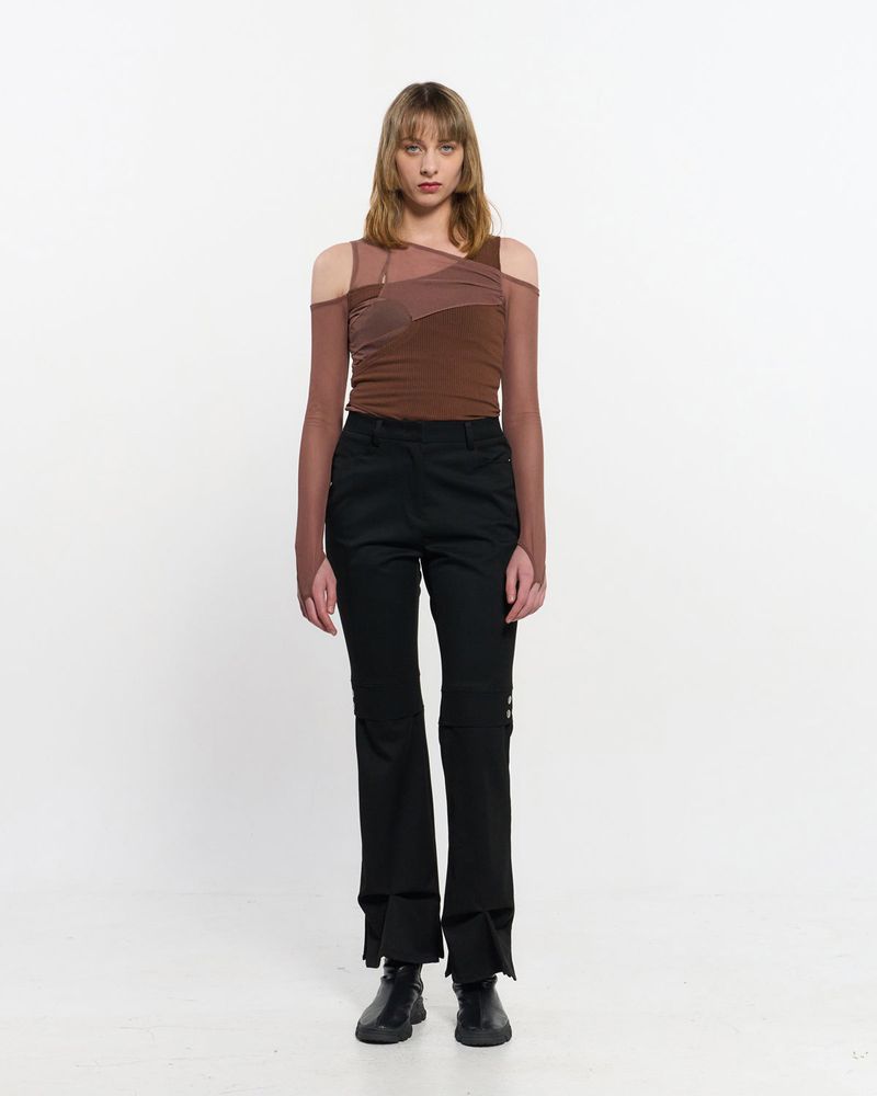 In&Out Knitted Top _  BROWN