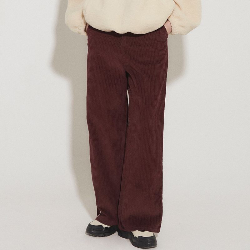 AWE BORN US（アボンアス）の「LETTERING CORDUROY WIDE LEG PANTS [BURGUNDY]（Pants）」