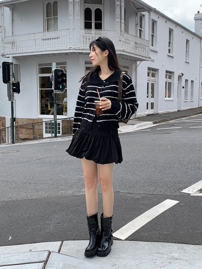 Clang wool striped cardigan