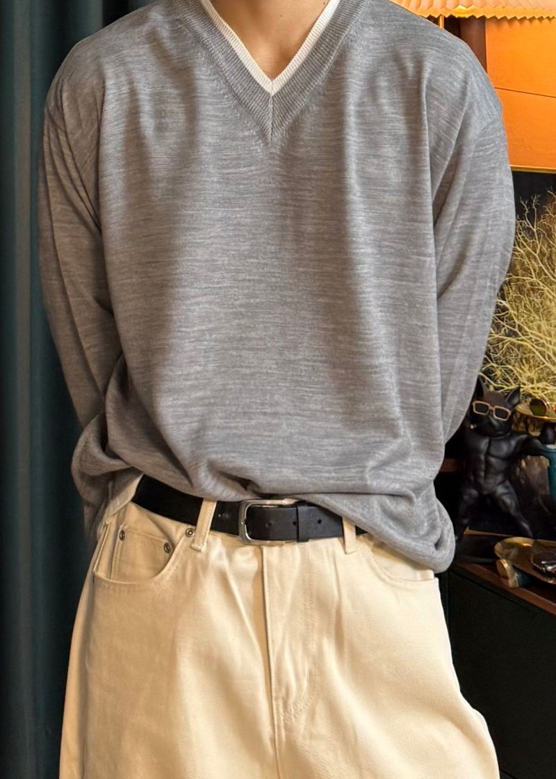 Coloring MER V-neck knit 4COLOR