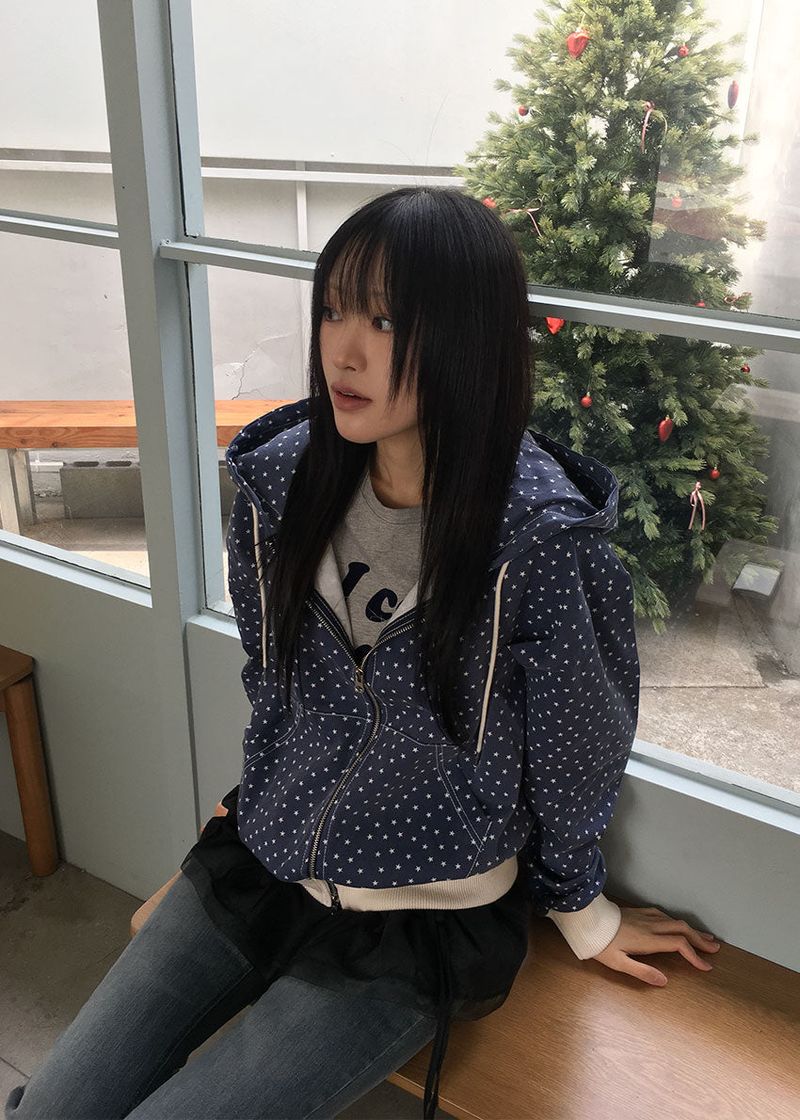 STAR PIGMENT HOOD ZIP-UP