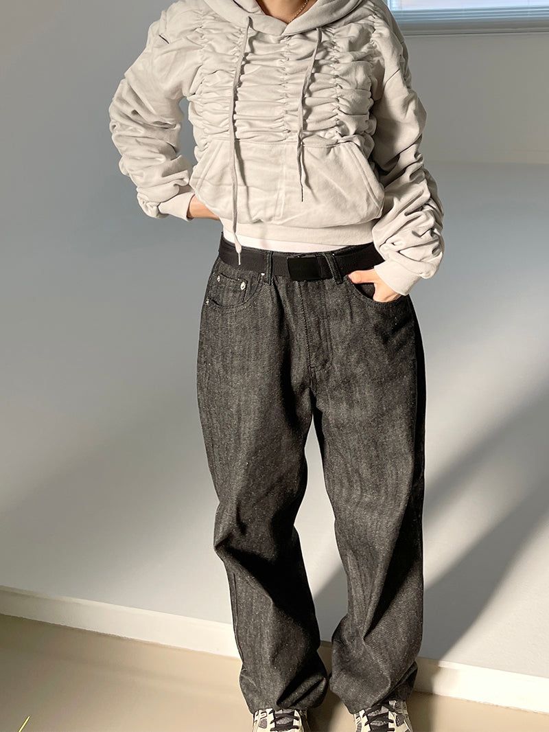 Napping Shirring Cropped Hoodie