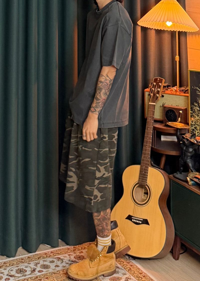 6 One-Tuck Camo Shorts