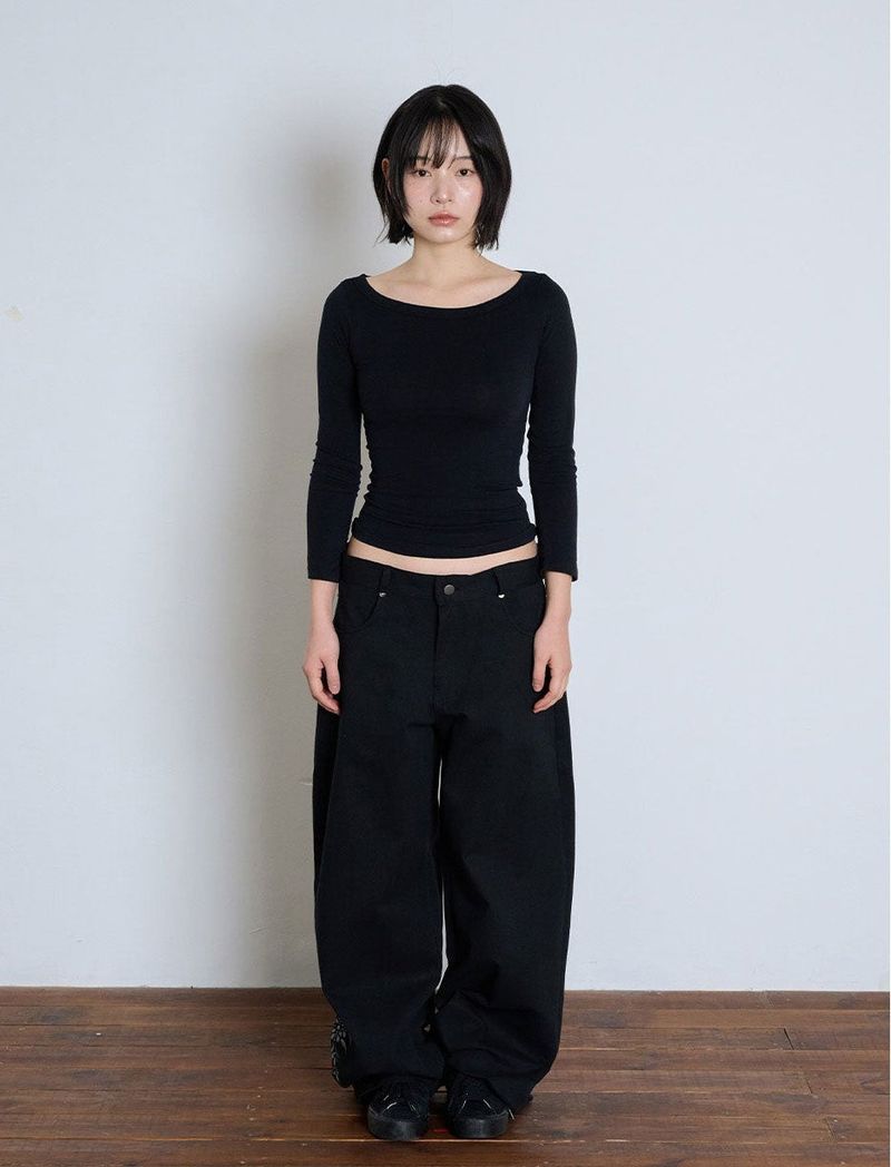 LOW-RISE FLOWER EMBROIDERY PANTS