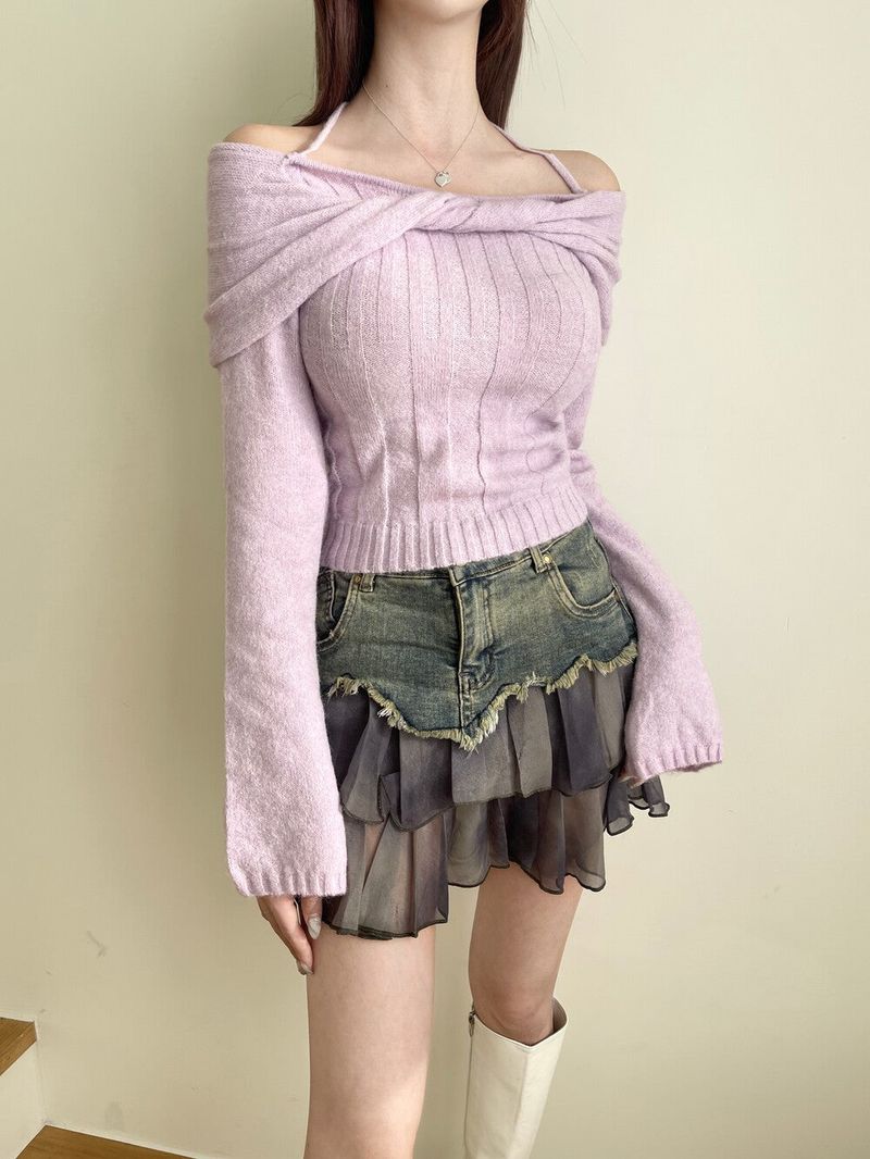 Candy twist off knit (2color)