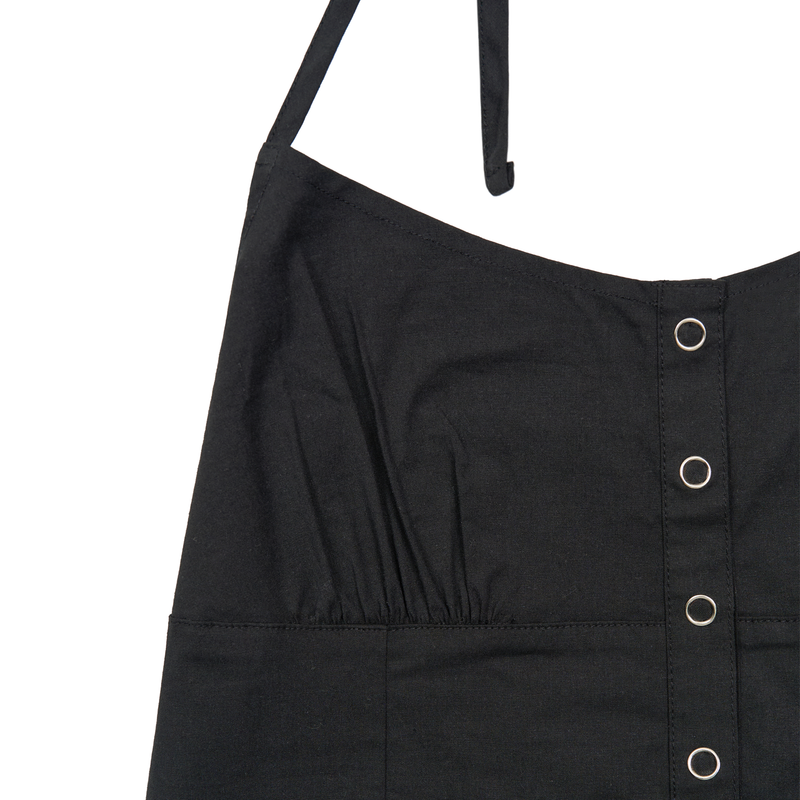 STRAP DETAIL HALTER NECK BLOUSE (BLACK)