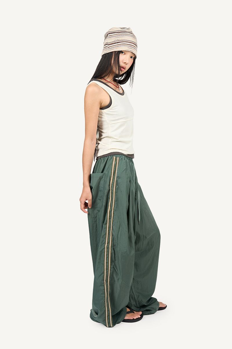 Side ethnic nylon pants