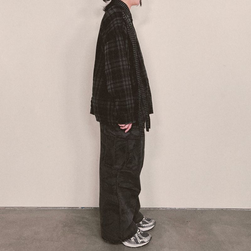 double check deconstructed shirt_black