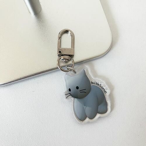 Black White Thumbcat Acrylic Keyring
