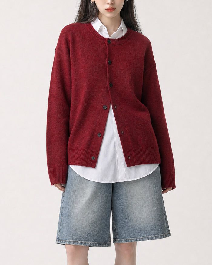 KIXI（キッシー）の「(UNISEX)ウールブレンド ニット カーディガン（トップス）」