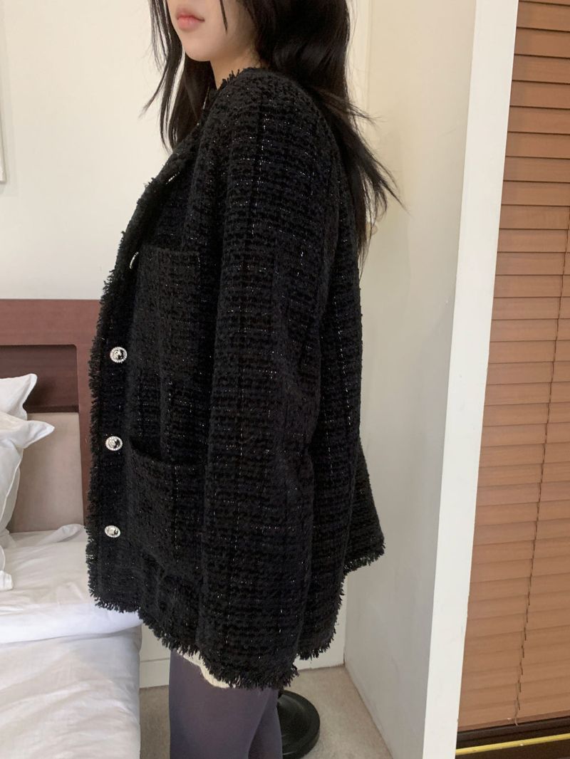 IF classic oversized tweed quilted jacket