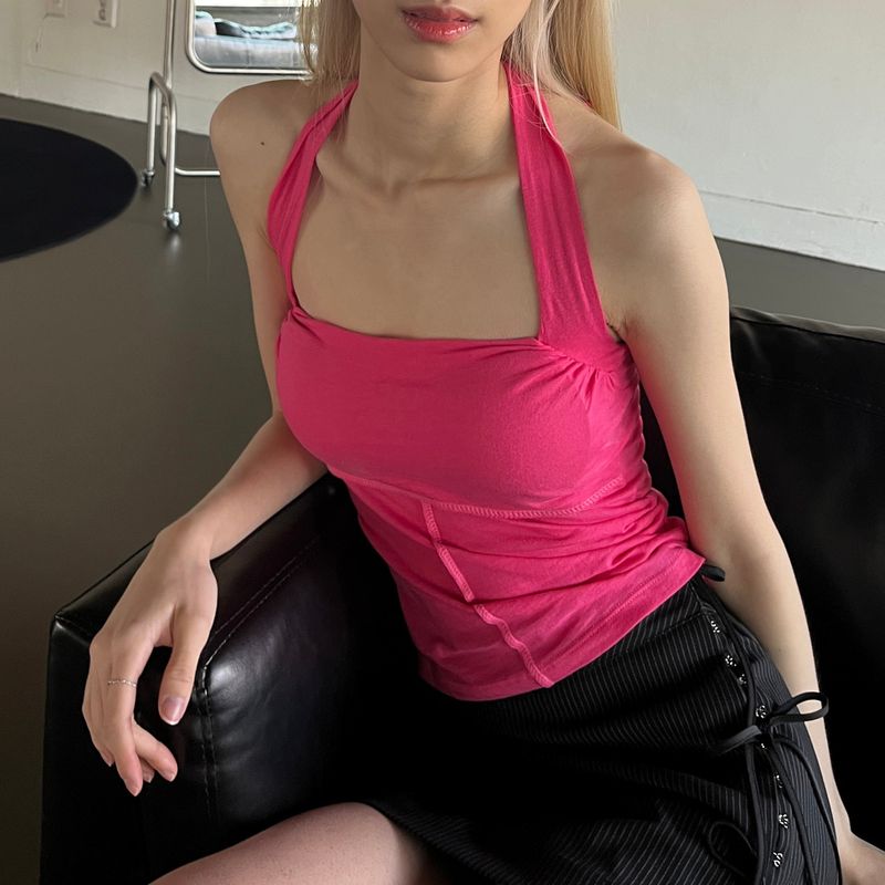 Yuheelee（ユヒリ）の「HALTER SPAN TANK TOP / PINK（Tops）」