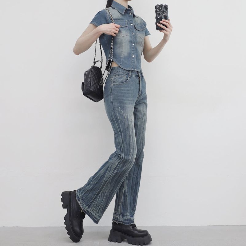 Pias denim cropped shirt