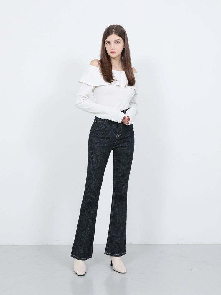 W71 LONG BOOTS CUT DENIM PANTS