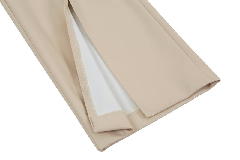 Faux-Leather Slit Trousers _ Ivory