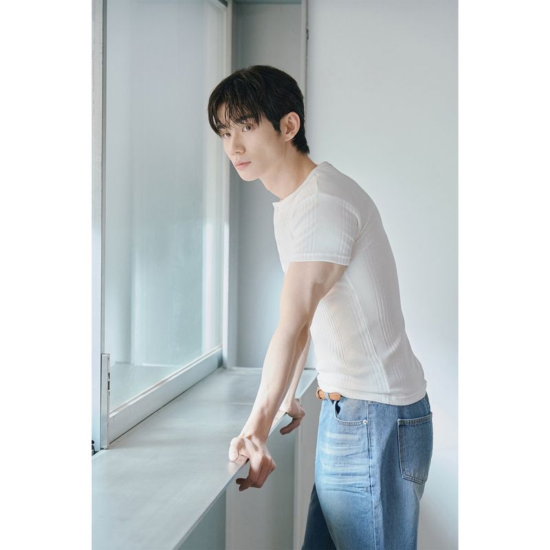 High ribbed henry neck half sleeves(Ivory)
