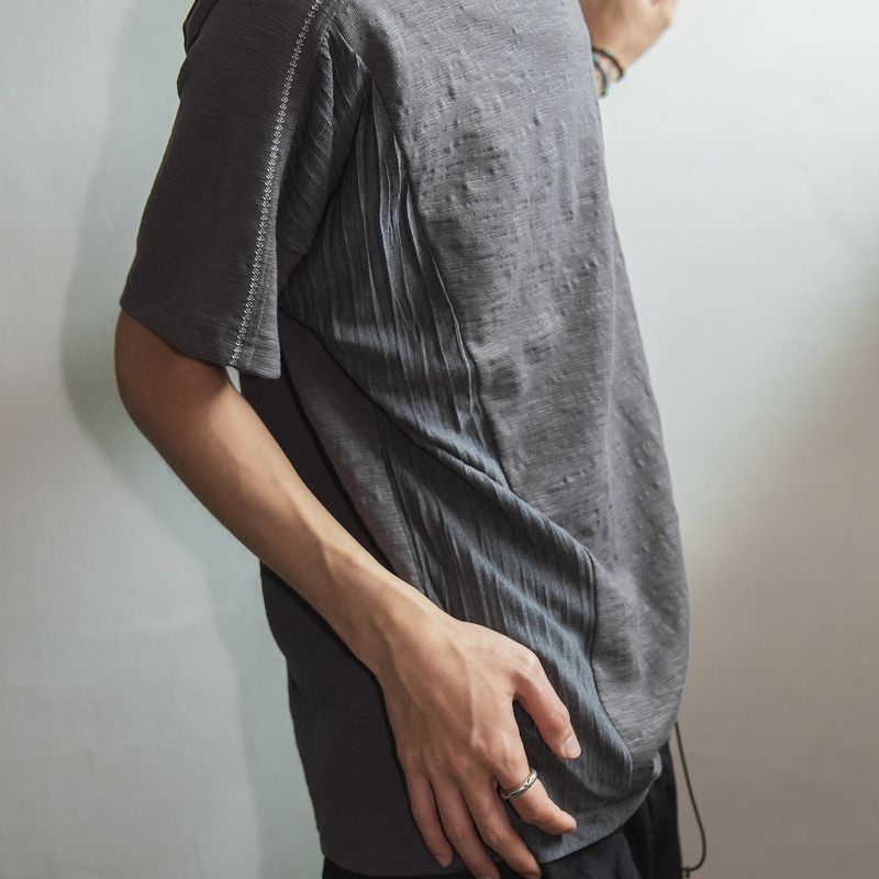 Crease half T-shirts / Charcoal