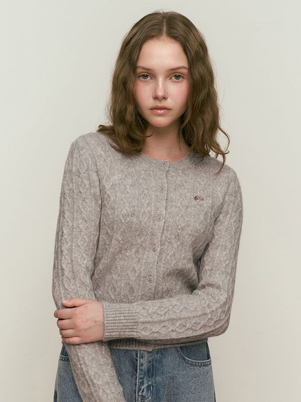 KIRSH（キルシー）の「SMALL CHERRY CABLE KNIT CARDIGAN [OAT MEAL]（Tops）」