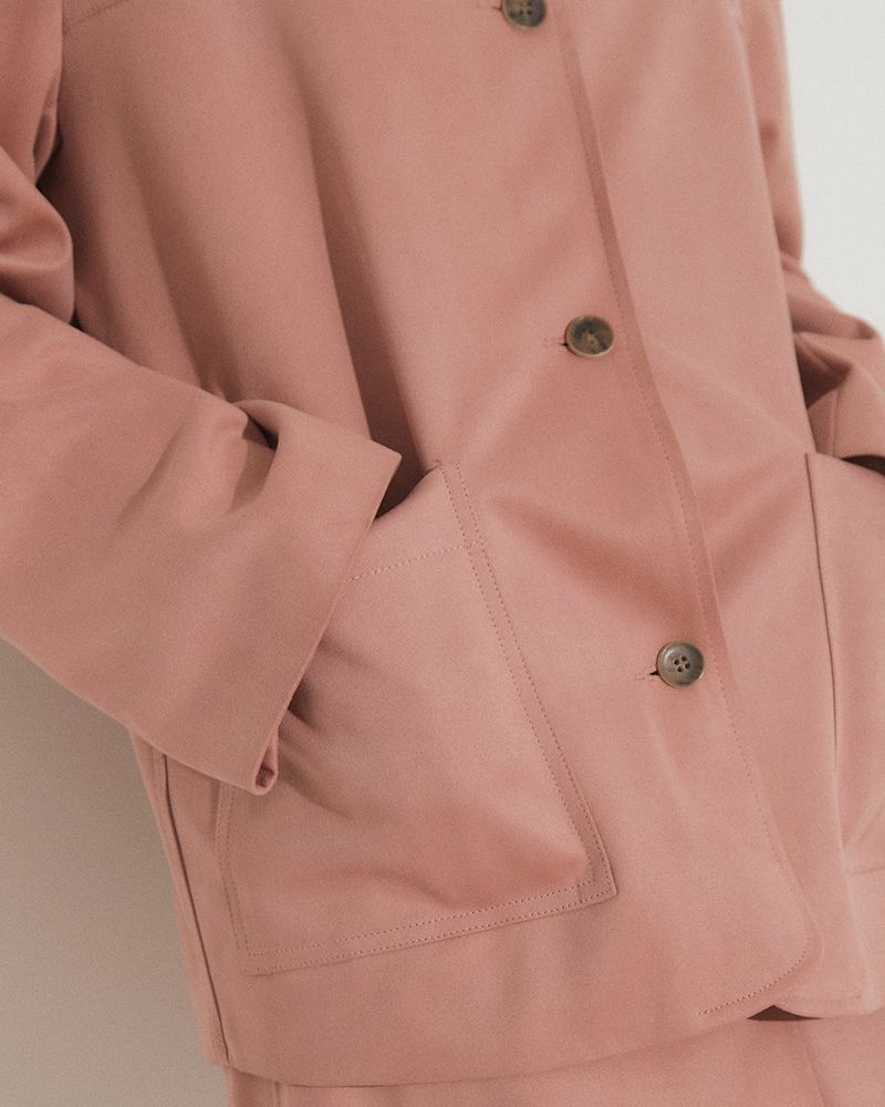 FAUX SUEDE STUDS JACKET [PINK]
