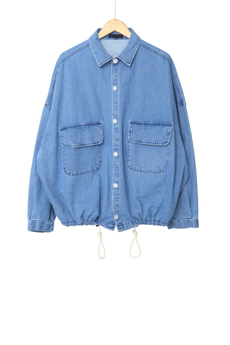 String balloon denim shirt