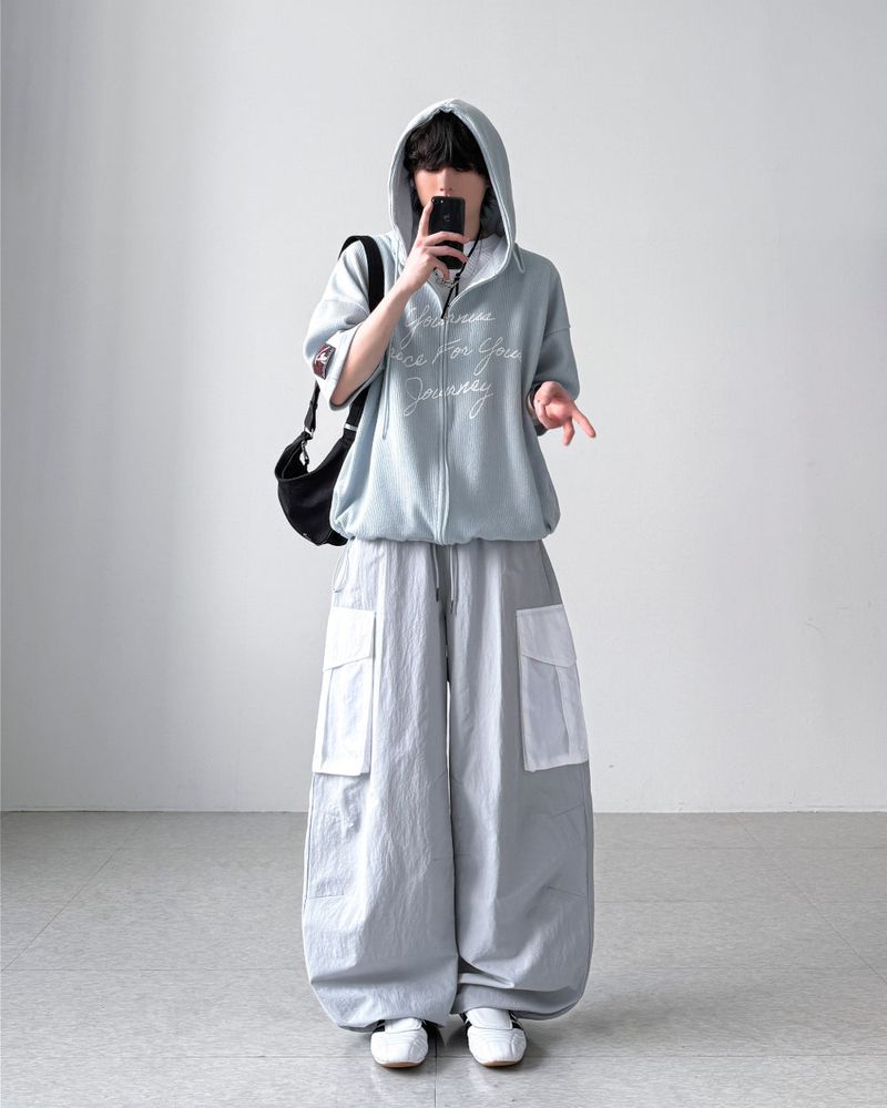 26SS★ Patch Nylon Curved Pants