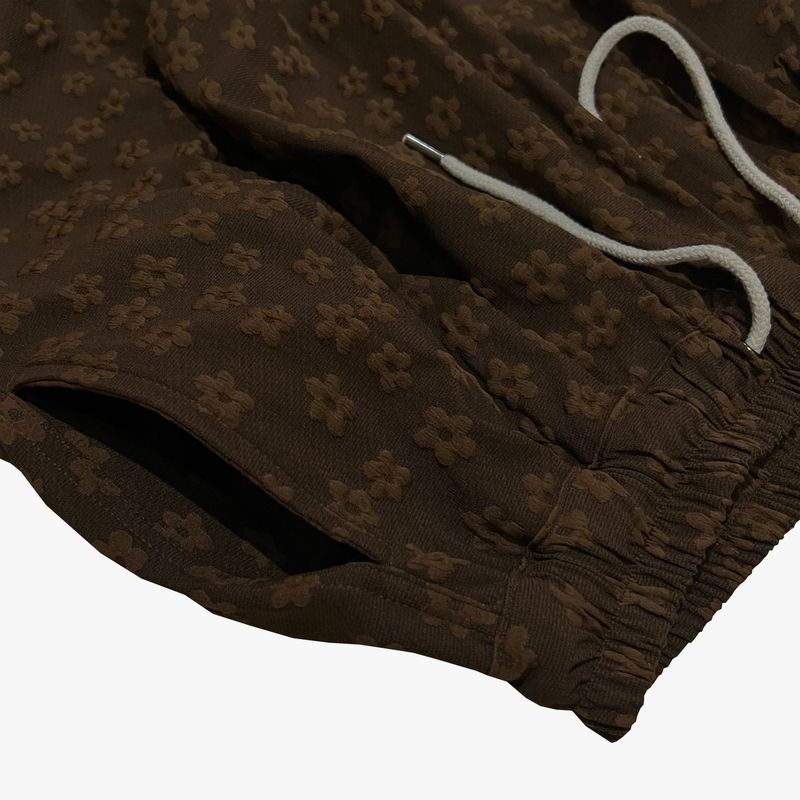 flower turn-up shorts_brown