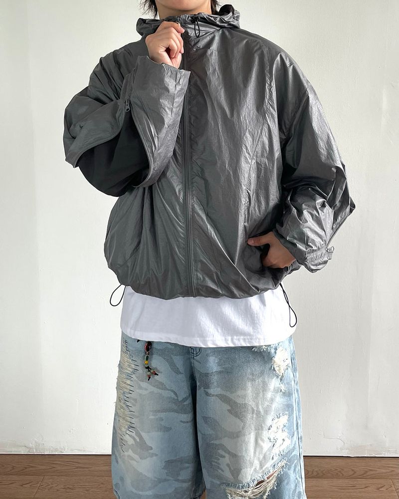 Wave Zipper Hood Windbreaker