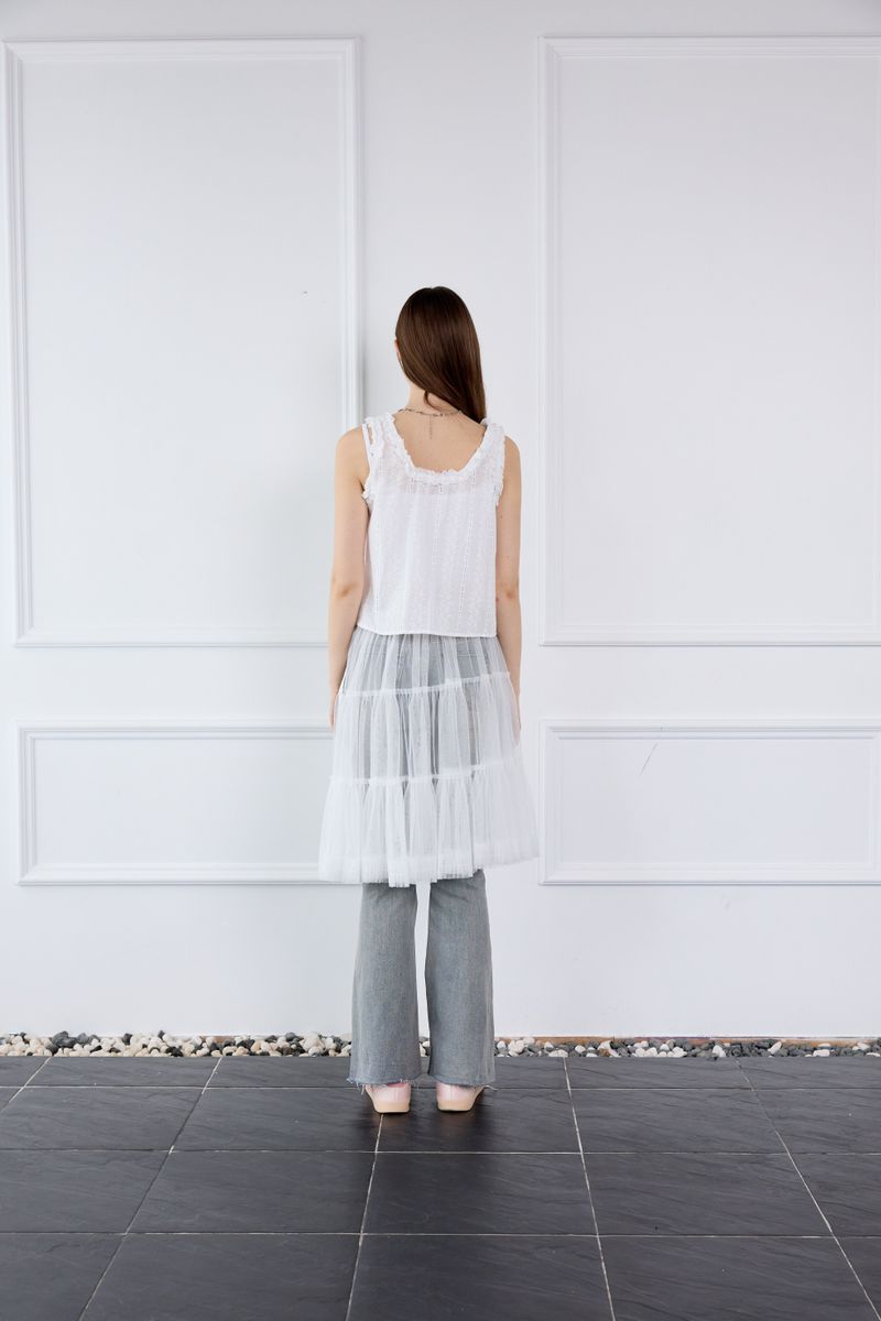 MIST MESH SHIRRING SKIRT
