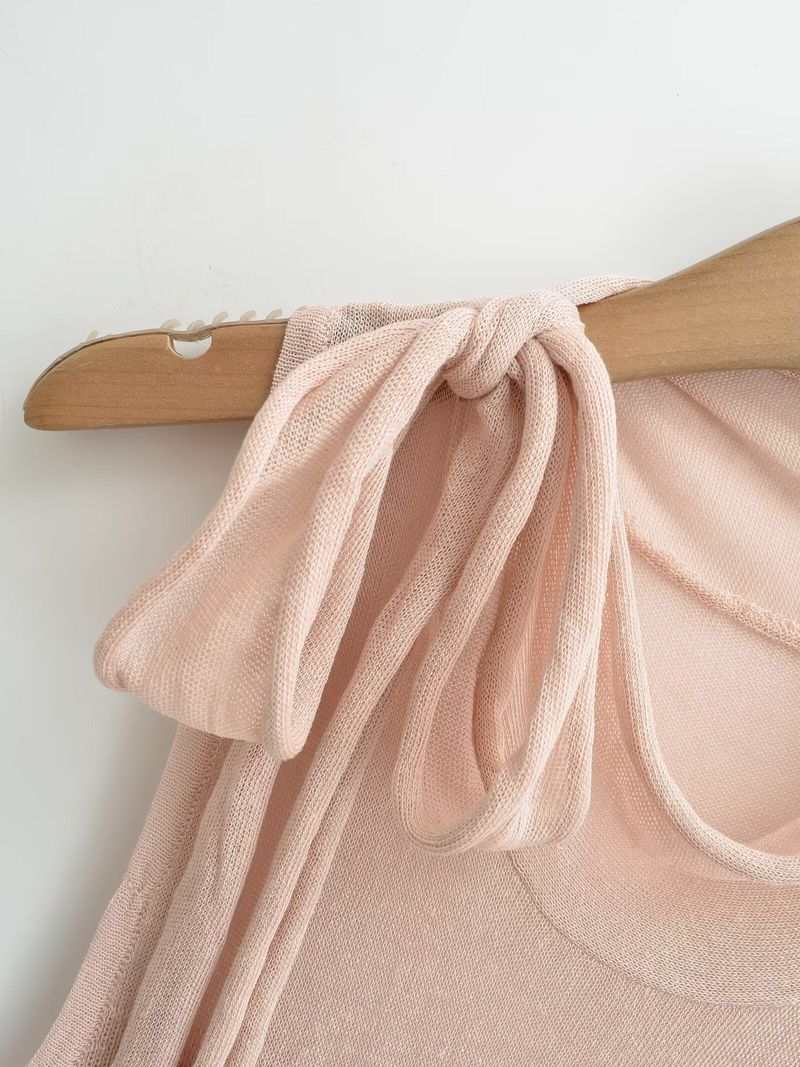Isolde Ribbon Neck Ribbed Top