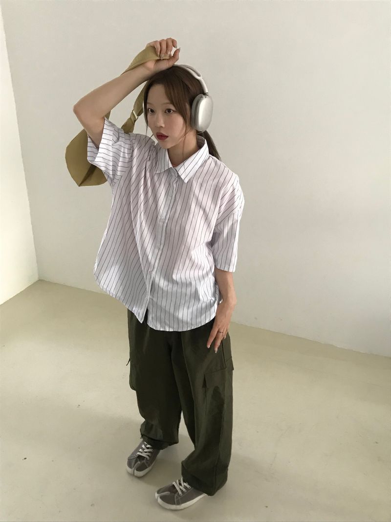Pastel stripe half shirts