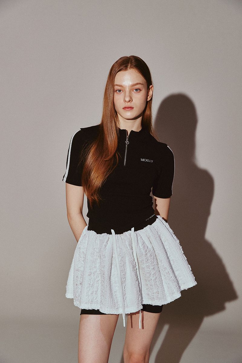 Frill Mini Shirring Skirt White